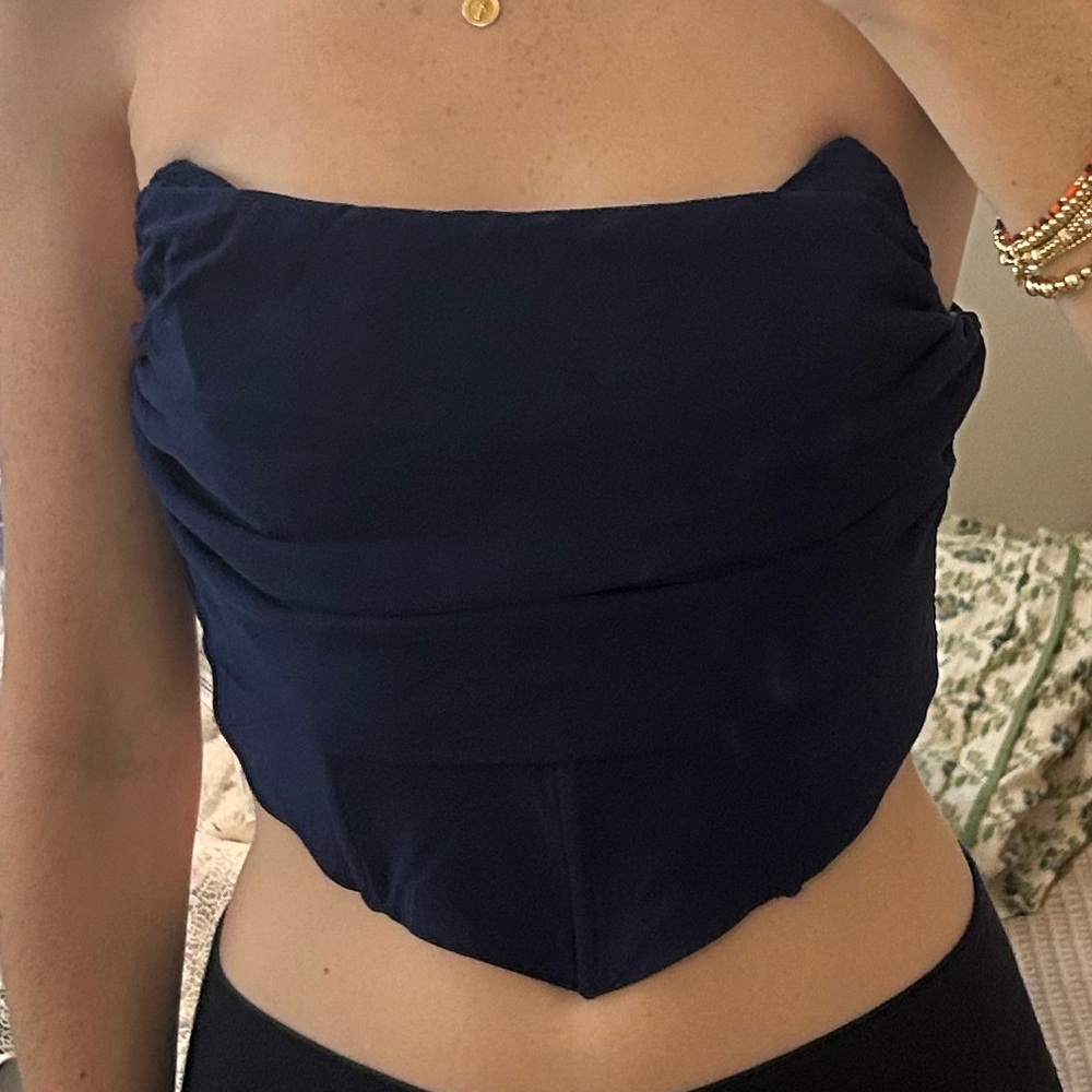 Navy Blue Corset Top